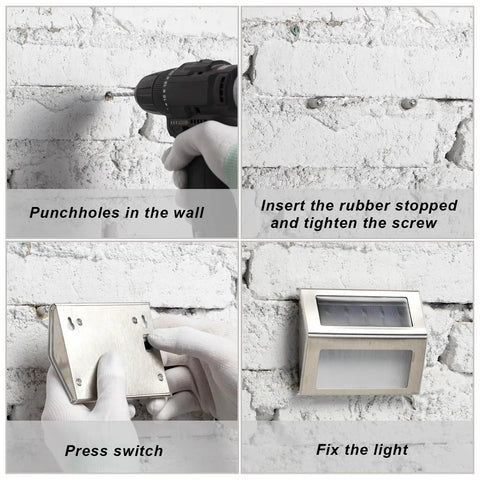 Step-by-step installation of solar powered outdoor fence lights 24 pack waterproof stainless steel deck and stair lamps.