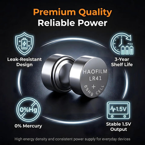 Rock Solid Lr41 Button Cell Batteries 10 Pack Alkaline Power Cells Compatible Ag3 392 384 Sr41, leak-resistant design, 1.5V output.