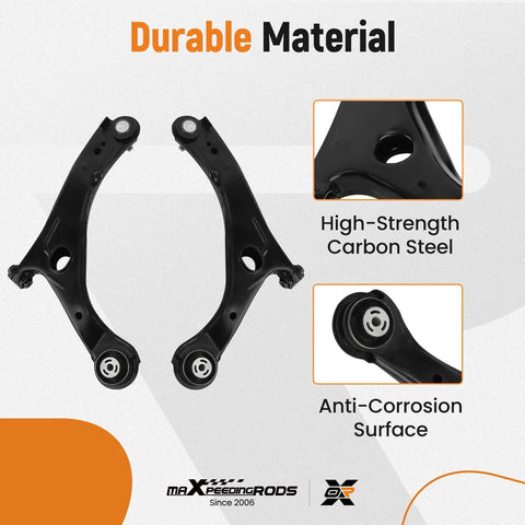 Beefed Up 10 Piece Heavy Duty Suspension Kit For Dodge Grand Caravan 2008 To 2018, Chrysler Town And Country 2008 To 2016, And Volkswagen Routan 2009 To 2011 With Front Lower Control Arm Assemblies, Ball Joints, Sway Bar Links And Tie Rod Boots made of high-strength carbon steel with anti-corrosion surface.