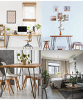 Collage of furniture with Industrial Hairpin Leg Set Of 4 Black Powder Coated Metal Furniture Legs for tables and desks.