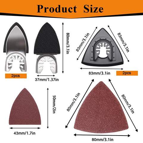 114 Pcs Pro Grade Oscillating Tool Sanding Pads Kit With 2 Triangular Pads And 2 Finger Pads 110 Pcs Sandpaper Diagram