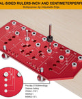 2 In 1 Shelf Pin Jig And Hinge Jig Kit Pro Grade Aluminum Alloy Woodworking Template with drill bits on a wooden surface