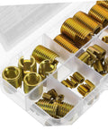Assorted Carbon Steel Self Tapping Thread Inserts Kit For Quick Thread Repair Slotted Design Dope For Automotive Repairs 50 Pieces For Various Thread Sizes in plastic case