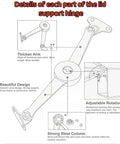 Soft Close Lid Stay Hinges For Toy Boxes And Chests, Adjustable 75 To 90 Degrees, detailed diagram of hinge parts