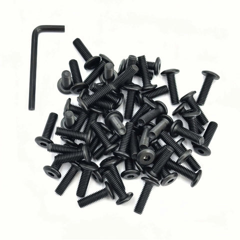 M6 x 22mm Flat Head Hex Socket Cap Screws Set Of 50Pcs Carbon Steel Full Thread Furniture Bolts with Hex Spanner