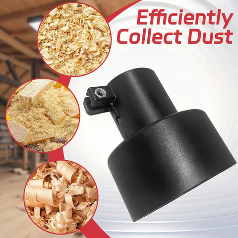 Heavy Duty 2-1/4 To 4 Inch Dust Collection Hose Adapter With Locking Clamp And Cone Reducer, made from durable ABS plastic, shown with wood shavings.