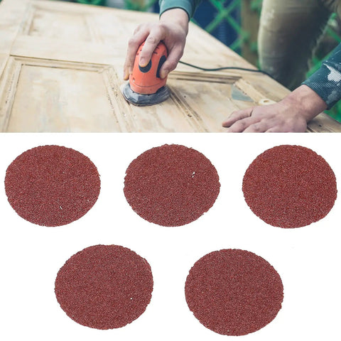 200 Pcs Red Sandpaper Discs 1 Inch Fine Grade For Wood Polishing And Grinding To Shine Up Semi Rough Surfaces With Ease And Style, shown with usage.