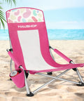Low Seat Beach Chair With Mesh Back And Cup Holder Lightweight Foldable Camping Chair For Beach And Picnic on sand