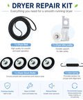 Dryer Drum Roller Kit Replacement For LG Front Load And Electric Dryers with belt, idler pulley, rollers, and spring.