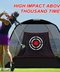 Golfer hitting into Quiet Mercerized Velvet Golf Target Cloth For Backyard Driving Range And Practice Net Noise Dampening Indoor