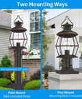 Dusk To Dawn Outdoor Post Light With Pier Mount Base 16.8 Inch Waterproof Hardwired 120V Oil Rubbed Bronze Post Lighting for garden