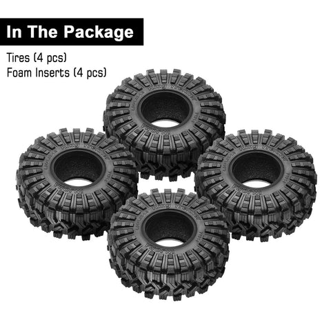 Four King Trekker 1.9 Inch S5 All Terrain Tires For One Tenth Scale Crawlers 118x42mm Ultra Grip Premium Soft Compound displayed in package