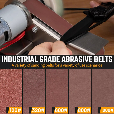 Top Shelf Mini Belt Sander Electric Bench Grinder With Dead On 15 Degree Knife Sharpener And Boss Level Variable Speed Buffer For Metal Wood Diy Craftwork with various industrial grade abrasive belts