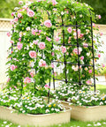 Heavy Duty 7.3Ft Cucumber Trellis For Raised Bed Garden Arch With Net Rustproof Steel Plant Support adorned with climbing roses