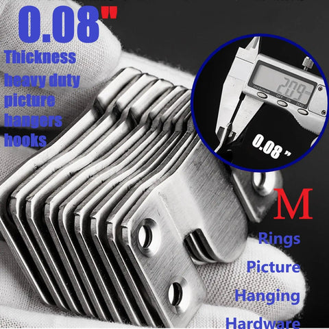 Built Like A Tank French Cleat Picture Hanging Kit With Six Stainless Steel Wall Mount Brackets And Anchors for 0.08" thick hooks.