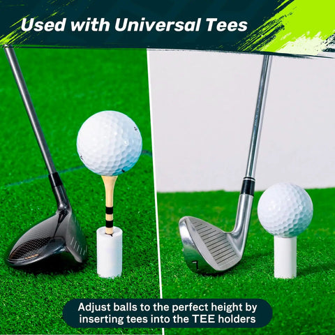 Rubber Golf Tees For Mats And Driving Range Set With 5 Sizes And 5 Holders Value Pack Plus 40 Bamboo Tees In 2.75 And 3.25 Inches