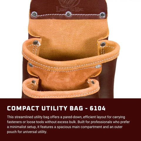 Compact Utility Bag With Two Pockets, Minimalist Tool Carrier For Pros, Durable Leather, Made In USA, main compartment view