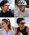 Light Adapting Transition Lenses For Serious Sun Glare Blocking Safety Glasses With Ansi Z87 Certification worn by runners and cyclists.