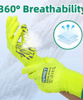 Heavy Duty Micro Foam Nitrile Work Gloves With Hella Breathable 15 Gauge Nylon Shell And Killer Tiger Stripe Grip For Auto Repair And Precision Mechanical Assembly Tasks Pack Of Three X Large, showing bright yellow gloves with tiger stripe grip.