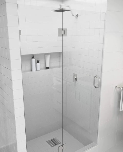 Frameless Shower Door Hinge With Enduroshield Glass Coating In Polished Brass Finish For 78 Inch By 45.5 Inch Shower Enclosure, Heavy Duty Hardware, Easy Install, Modern Bathroom Upgrade on clear glass shower door