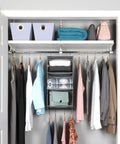 Heavy Duty Hanging Closet Organizer With Built In Garment Rod Three Shelf Storage For Clothes Shoes And Sweaters 600D Fabric