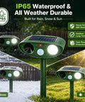 4 Pack Solar Ultrasonic Animal Deterrents With PIR Motion Sensor, Waterproof Outdoor Yard Deterrents For Deer, Raccoons, Squirrels, Cats, Rabbits, Skunks And Foxes That Scare Off Pests With LED Alerts No Fuss Setup, IP65 weatherproof