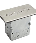 Screw Cap Floor Box Kit For Raised Floors 1 Gang 20A Tamper Resistant Duplex Receptacle With Watertight Gasket And Corrosion Resistant Stainless Steel UL Listed 5 By 2.8 Inch Opening