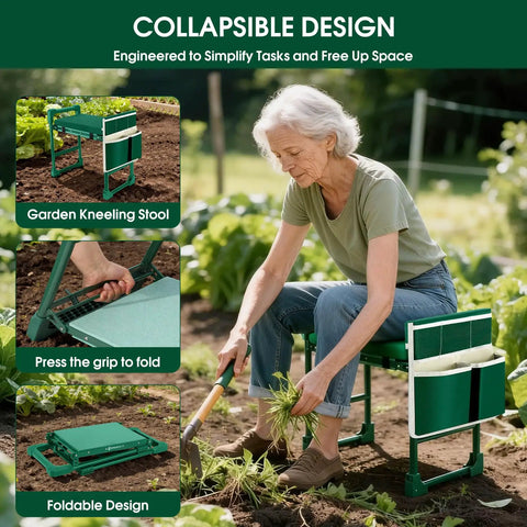 Heavy Duty Garden Kneeler And Seat For Seniors With 420 Lbs Capacity Anti Tip Multifunctional Gardening Stool Bench