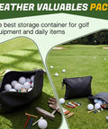 Valuables Golf Pouch Set Two Pack PU Leather Tee Bags With Waterproof Zippers And Velvet Lining on golf course