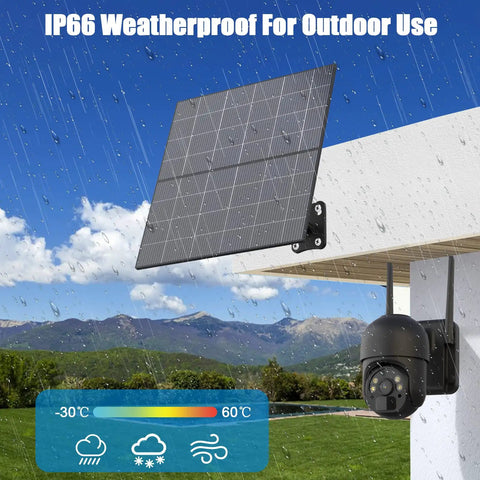 Outdoor Cellular Security Camera No WiFi Required 4G Solar Powered With 20W Solar Panel And 20000mAh Battery shown mounted outdoors