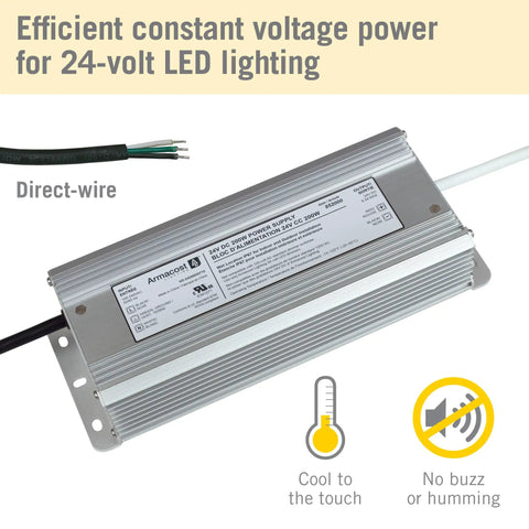 200W 24V DC LED Power Supply Silver Finish Go To Constant Voltage Driver For LED Strips Tape Lights Pucks Linear Bars And Landscape Lighting With Microprocessor Dimming Control And Rock Solid Output