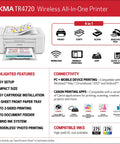 Go To Compact All In One Wireless Printer Featuring Automatic Document Feeder Built In Fax And Seamless Mobile Printing For Home Office Inkjet Scanner Copier No Sweat Setup on display with features.