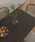 Wide 32 Inch By 354 Inch Textured Dark Wood Vinyl Film Peel And Stick For Kitchen Countertops Cabinets And Furniture Self Adhesive Waterproof Removable Wood Grain Contact Paper Dope Wood Look on dining table