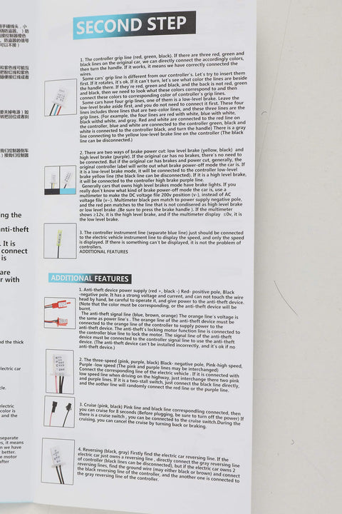 Instruction manual page for Beast 48V To 72V 2000W Brushless Motor Controller showing steps and features for electric bike upgrades.