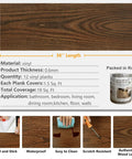 Brown Chestnut Wood Peel And Stick Floor Tiles That Look Real Waterproof Vinyl Planks 6 By 36 Inches product details infographic