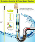35 Inch Drain Clog Remover Kit With No Fuss Rotating Handle 7 Pack Hair Clog Remover Plumbing Snakes For Bathtub Sink And Shower Easy Quick Unclog Drains For All Homes And Everyday Quick Drain Rescue, 35-inch polypropylene snake with rotating handle