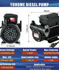 Heavy Diesel Transfer Pump Delivering A Fast 20 Gpm Flow With 110V Electric Power For Slick Kerosene And Biodiesel Handling Plus Rock Solid High Lift Performance Built For The Daily Grind, showing dimensions and power specifications.