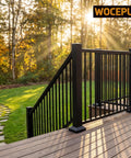Heavy Duty 8 Pack 2X2 Aluminum Deck Post Base Covers With Slick Matte Black Finish on stylish railing steps.