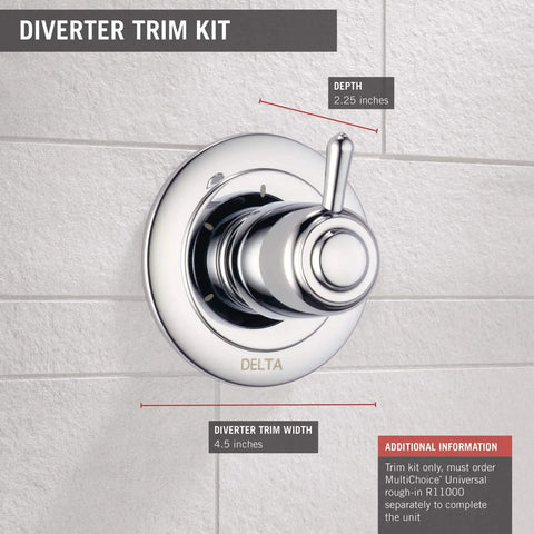 Three Function Chrome Shower Diverter Trim Kit For 3 Setting Control With Lifetime Warranty Valve Not Included Rough In Model R11000 Sold Separately Perfect For A Sleek Bathroom Upgrade With Easy Install And Reliable Corrosion Resistance