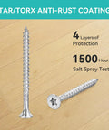 Wood Screws Kit With Torx Star Drive Deck Screws, anti-rust coating, 4 layers protection, 1500 hours salt spray test