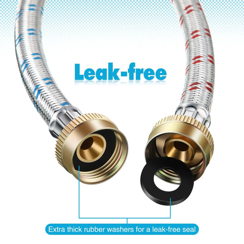 Y Hose Connector For Washing Machines 1 Ft Stainless Steel Braided Splitter With Three Quarter Inch Brass Fittings Leak-free