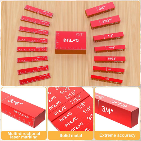 Woodworking Setup Blocks Height Gauge Set 16 Piece Aluminum Blocks With Durable Case Square Ruler And Router Table Saw Accessories