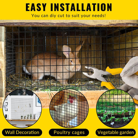 Black PVC Coated Hardware Cloth Wire Mesh 24 Inch By 25 Foot One Half Inch Opening 19 Gauge for rabbit enclosure
