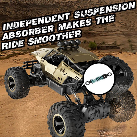 Rugged 1:12 Scale RC Monster Truck With Durable Metal Body, LED Headlights, All Terrain Off Road Beast Power on dirt path