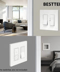2 Gang Screwless Wall Plate Cover Pack Of 10 In Off White in modern living room and bedroom setting
