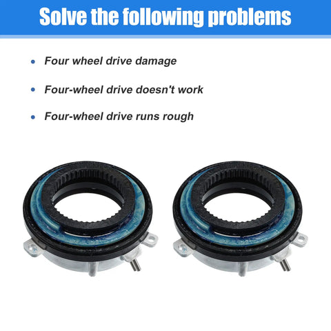 Heavy Duty Pair Of Front Automatic Locking Hub Actuator Assembly For Ford F150 Expedition Mark Lt with protective seals and durable design.