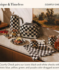 Electric Kettle With Stainless Steel Body In Black And White Courtly Check Pattern for Quick Boiled Water in modern kitchen