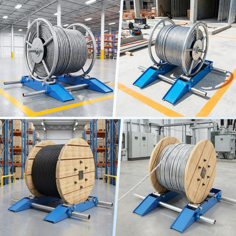 Heavy Duty Cable Drum Roller Stand With Ramp, 3 Ton Capacity, Adjustable Wire Dispenser For 11.8 To 59 Inch Diameter Reels