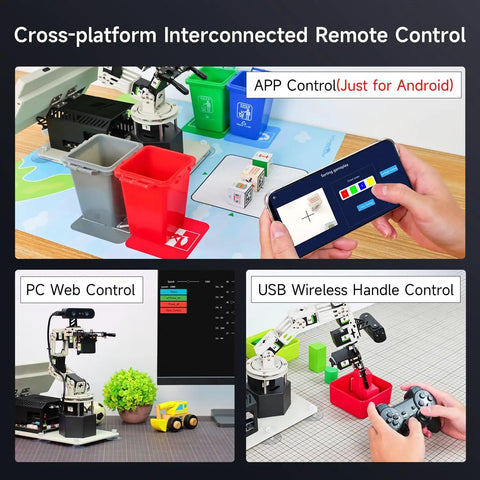 Cross-platform controls for 6DOF Programming Robotic Arm Kit With 3D Adaptive Gripping And Embodied Intelligence Pro Grade AI Model