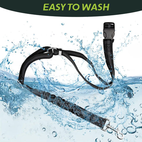 Universal Golf Cart Dog Leash And Pet Safety Harness With Quick Snap Backrest Clip submerged in water, showcasing heavy-duty nylon.